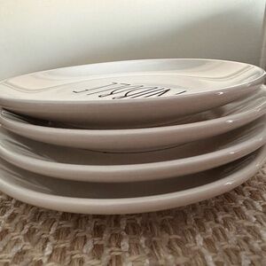 Rae Dunn “NIBBLE” Appetizer / Salad Plates Set of 4 Artisan Collection Magenta